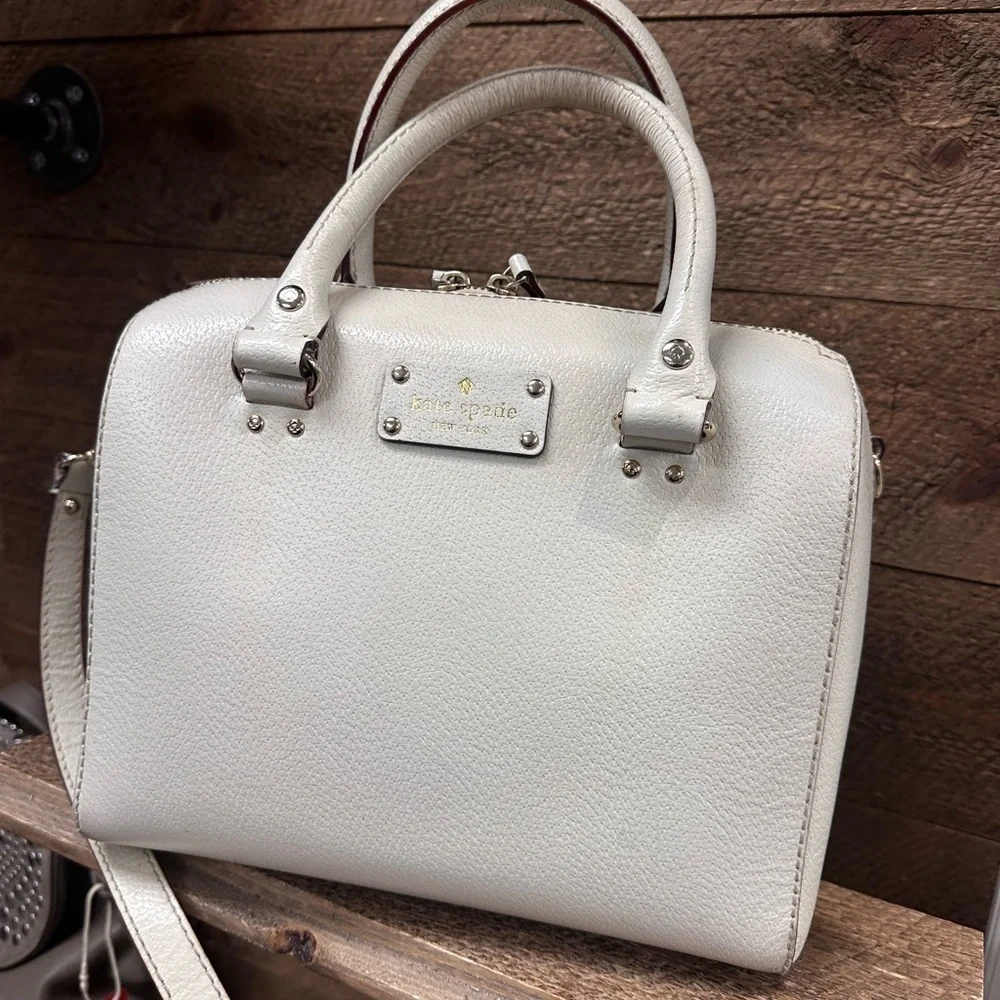 Kate Spade New York Leather Satchel Crossbody – Cream